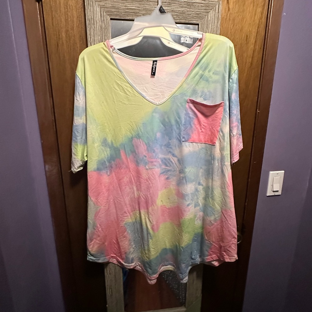 Tie-Dye V-Neck Women Top